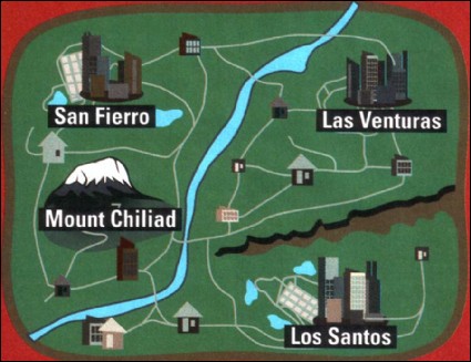 Упрощенная карта GTA San Andreas